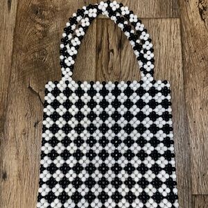 Black and White Beaded Mini Bag